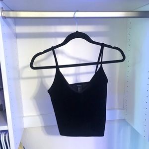 Black velvet cropped tank